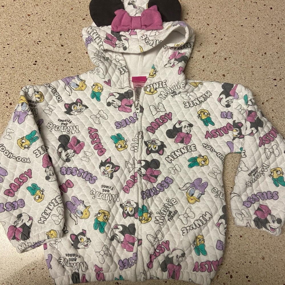 Disney Kids Minnie Mouse Hoodie - White and Pink